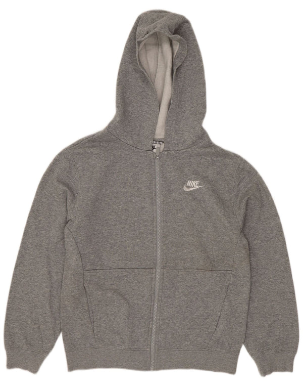 Nike Jungen-Kapuzenpullover mit Reißverschluss, 12–13 Jahre, groß, grau gefleckte Baumwolle