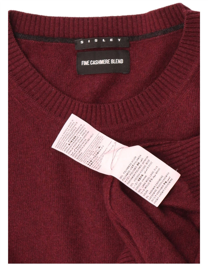 Sisley Herren-Pullover mit Rundhalsausschnitt, mittleres Burgunderrot, Polyamid