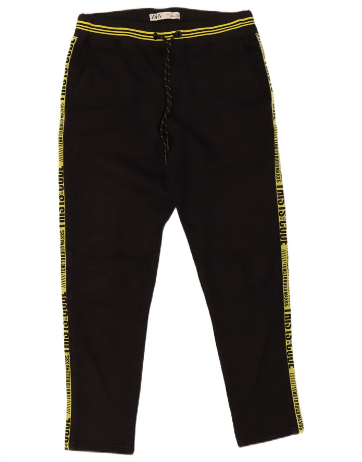 Zara Herren-Trainingshose mit Grafik, Größe S, Schwarz, Polyester