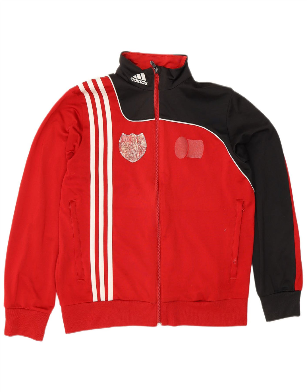 ADIDAS Jungen-Trainingsanzug, Oberteil, Jacke, 13–14 Jahre, rotes Farbblock-Polyester