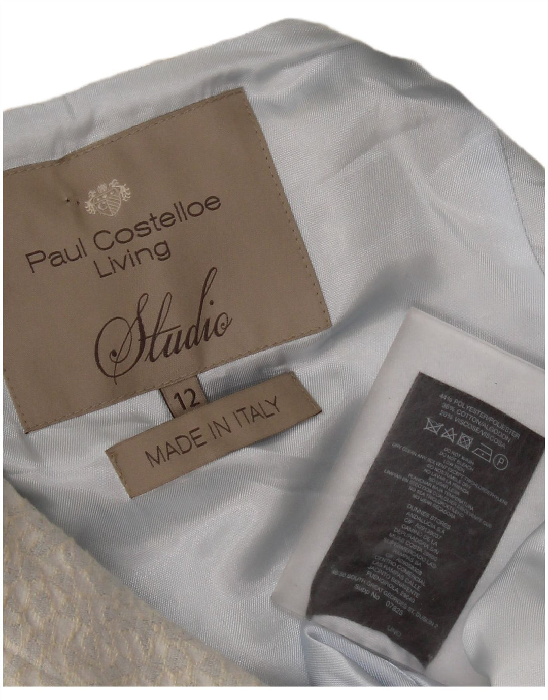 Paul Costelloe Damen-Mantel mit 3/4-Ärmeln, UK 12, mittelblau, geometrisch