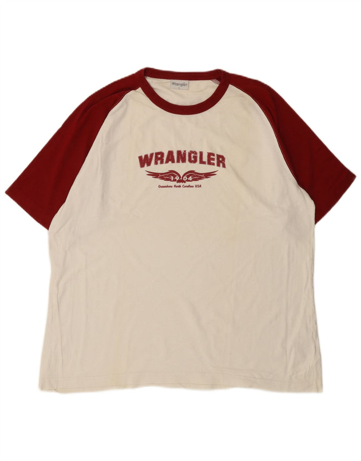 WRANGLER Herren-T-Shirt mit Grafik, XL, weiße Farbblock-Baumwolle