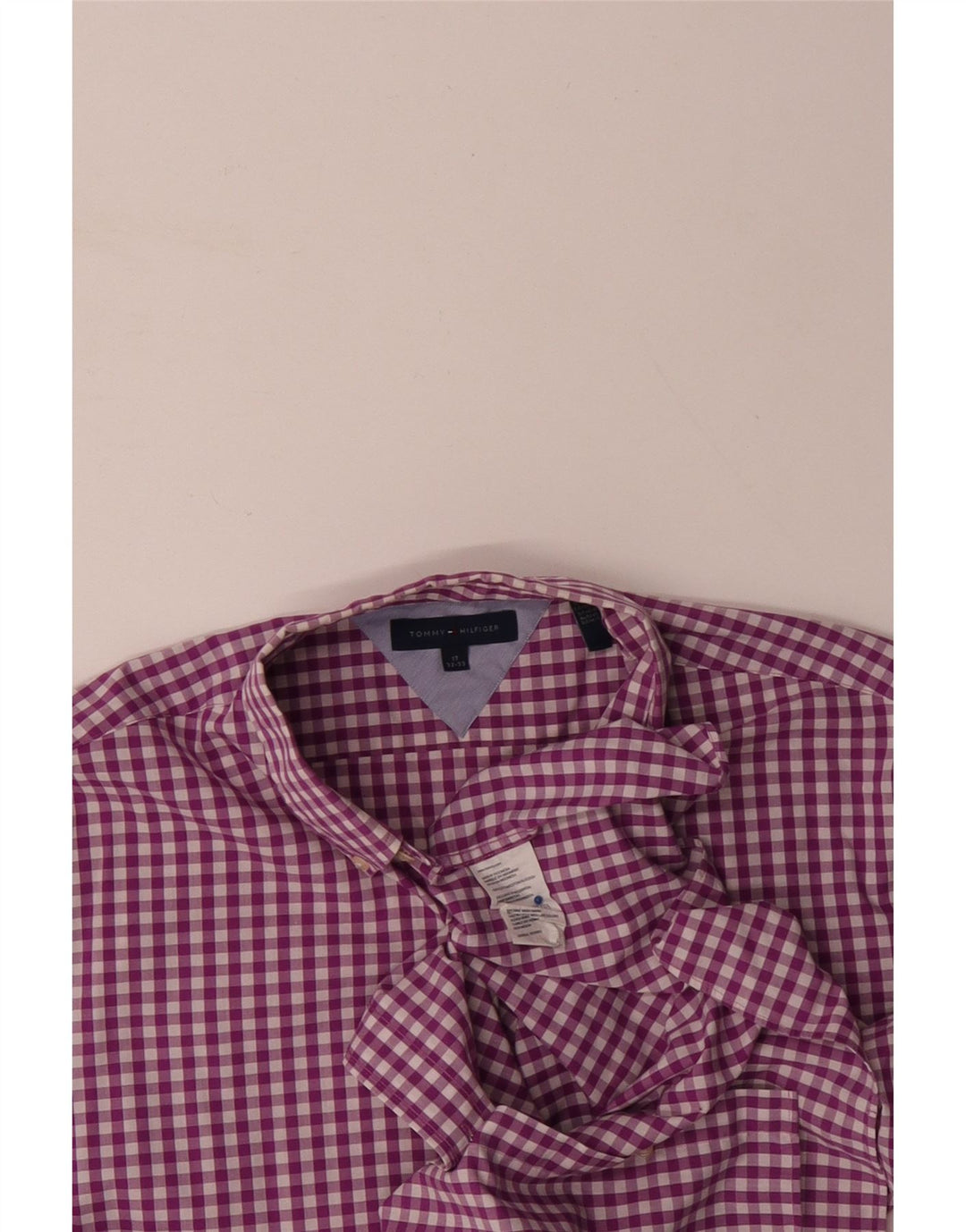 TOMMY HILFIGER Herrenhemd Größe 17 XL Lila Gingham Baumwolle
