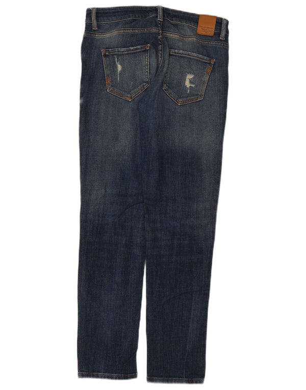 Zara Damen Distressed Slim Jeans EU 32 2XS W28 L33 Blaue Baumwolle