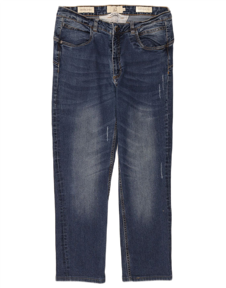 Dack's Damen-Cropped-Jeans EU 46 XL W34 L25 Blaue Baumwolle