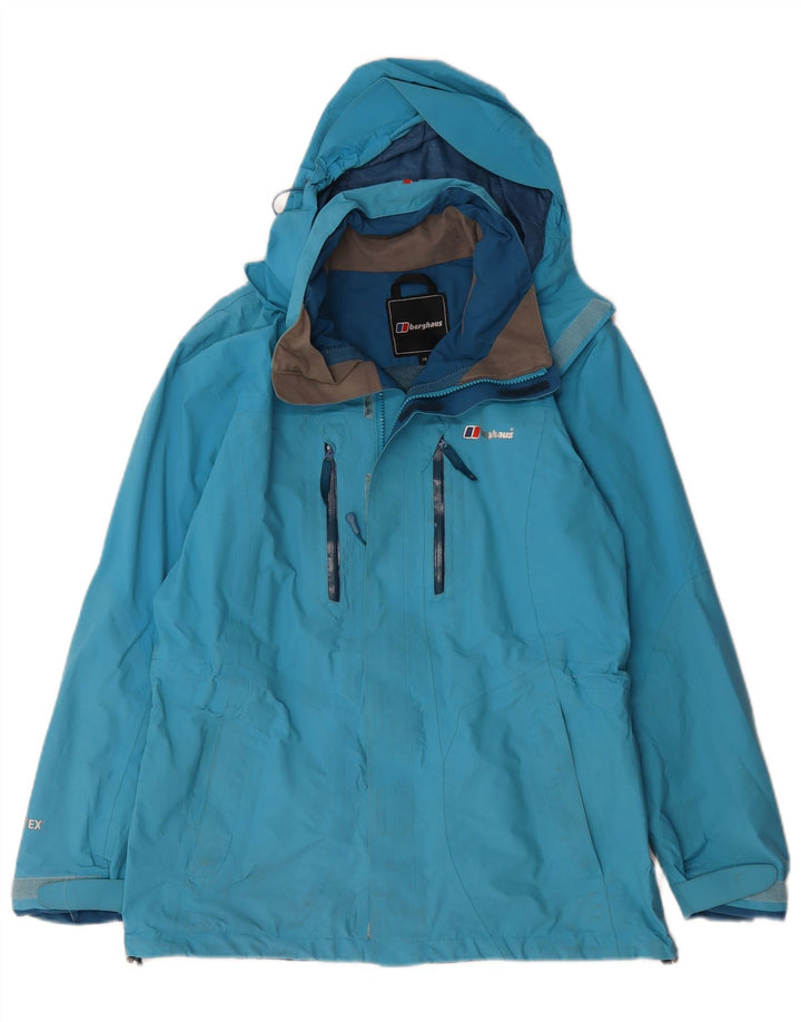 Berghaus Damen-Regenjacke mit Kapuze, übergroß, UK 10, Größe S, blau, Nylon