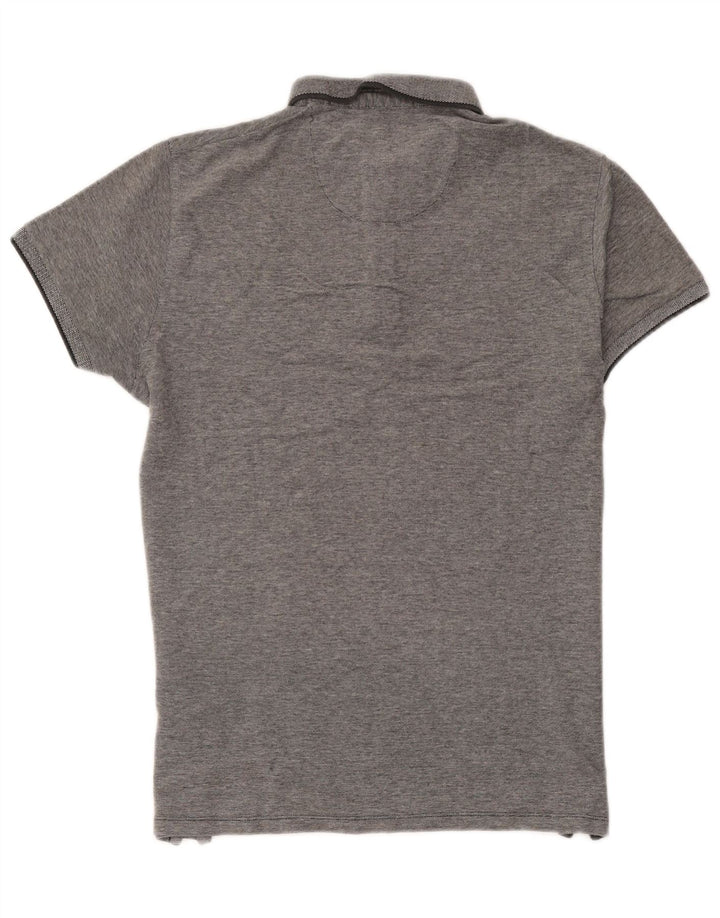 Wrangler Herren-Poloshirt aus mittelgrauer, gestreifter Baumwolle