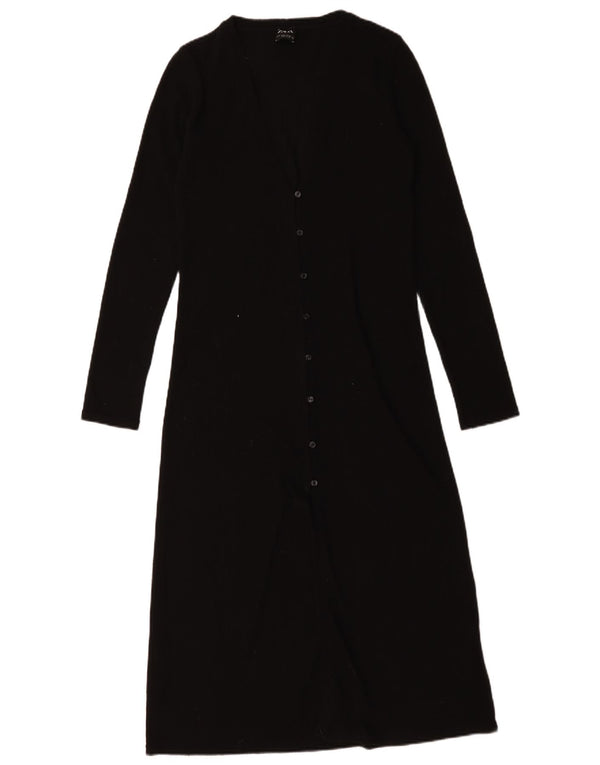 Zara Damen Longline-Cardigan-Pullover UK 10 Small Schwarz Polyester