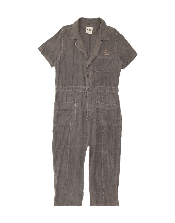 Zara Damen-Overall in Übergröße, UK 14, mittelgraues Leinen