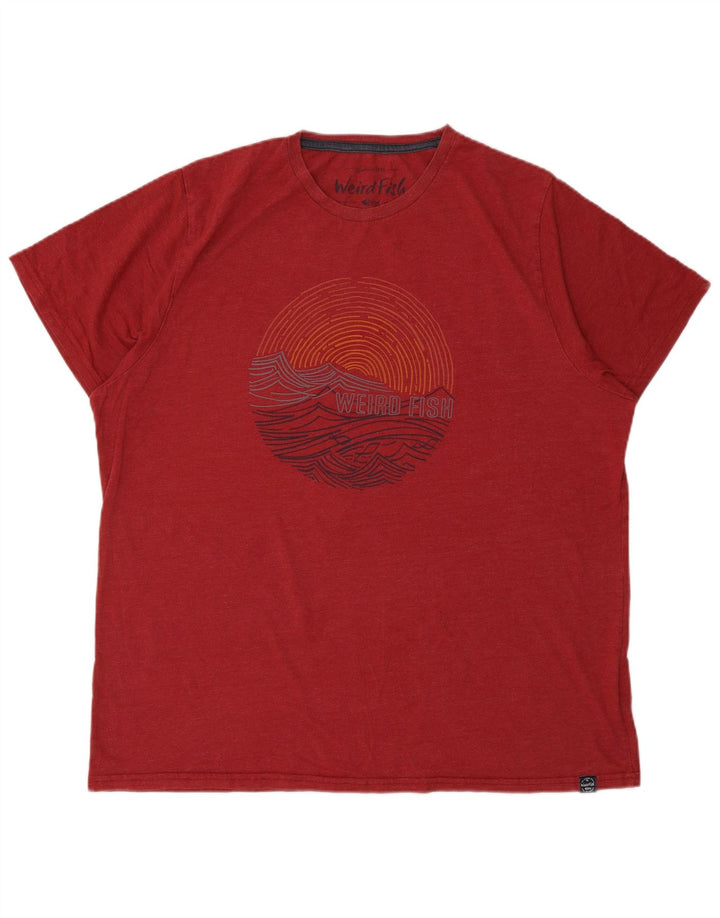 WEIRD FISH Herren-T-Shirt mit Grafik, 2XL, rote Baumwolle