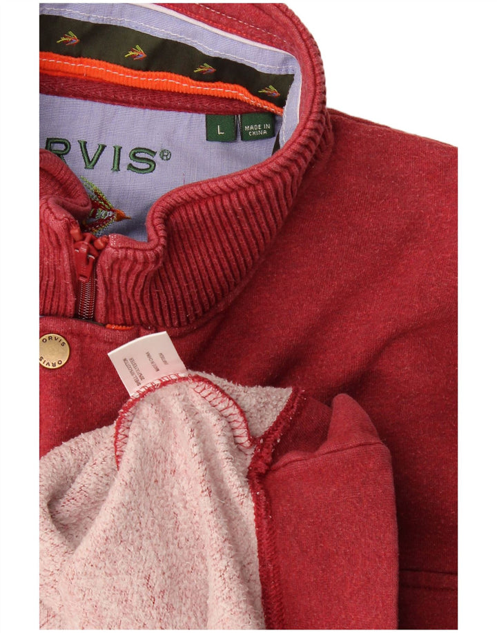 Orvis Herren-Sweatshirt mit Reißverschluss am Hals, groß, aus burgunderroter Baumwolle