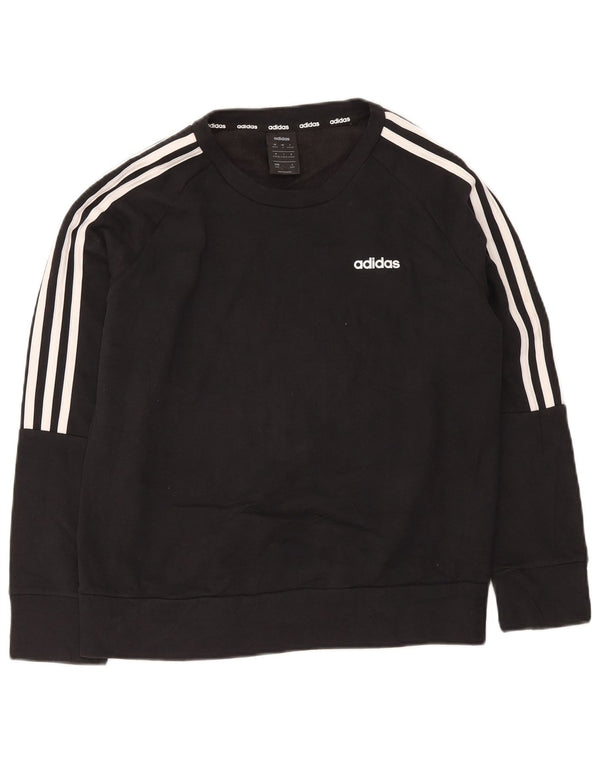 Adidas Damen Loose Fit Sweatshirt Pullover UK 12/14 Mittelschwarze Baumwolle
