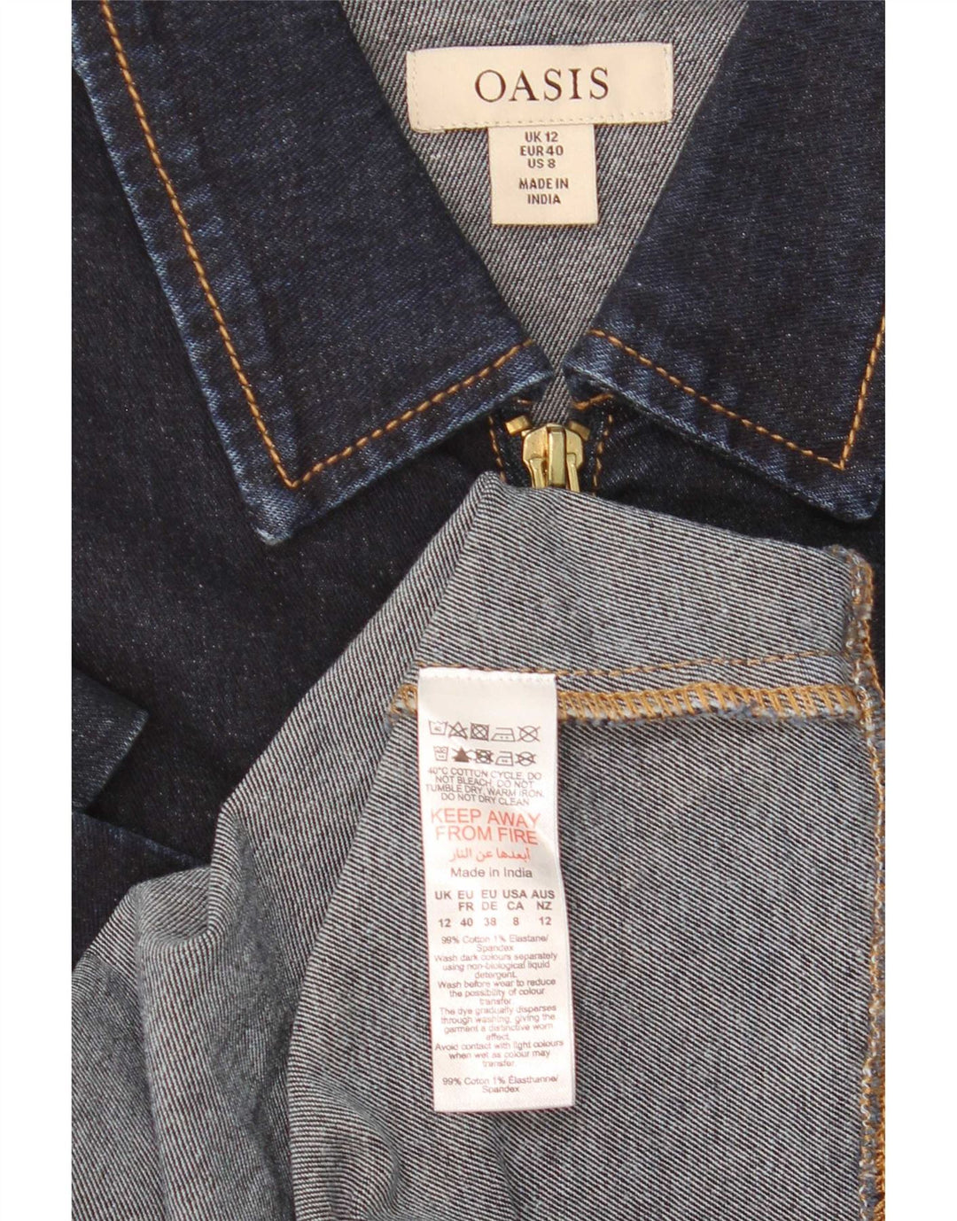 Oasis Damen Jeanskleid UK 12 Medium Marineblau Baumwolle