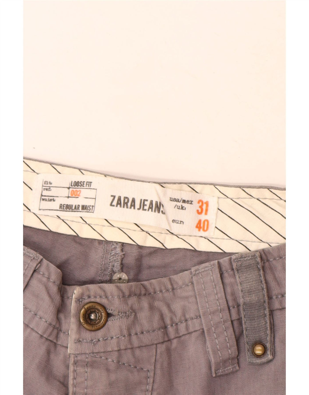 Gerade Herren-Cargohose von Zara, EU 40, M, W31, L31, Grau