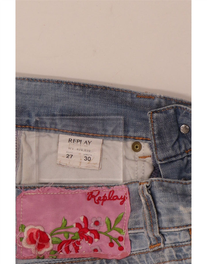 Replay Damen Jeansshorts W27 Small Blau Baumwolle