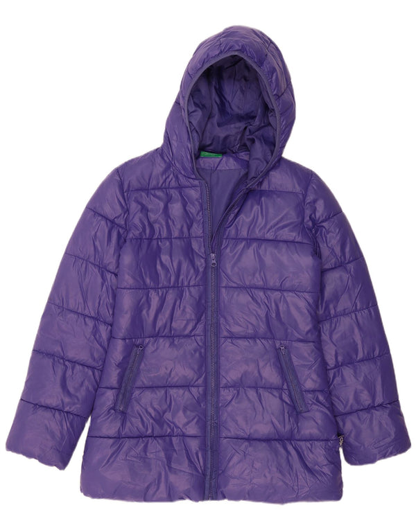 BENETTON Wattierte Mädchenjacke mit Kapuze, 11–12 Jahre, 2XL, Lila, Polyester