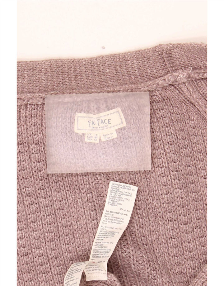 Fat Face Damen-Strickjacke, übergroß, offen, UK-Gr. 16, Größe L, braun, Viskose
