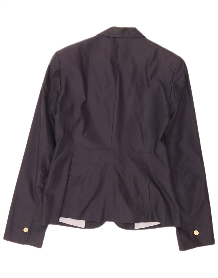 Massimo Dutti Damen 1-Knopf-Blazerjacke EU 38 Small Marineblaue Baumwolle