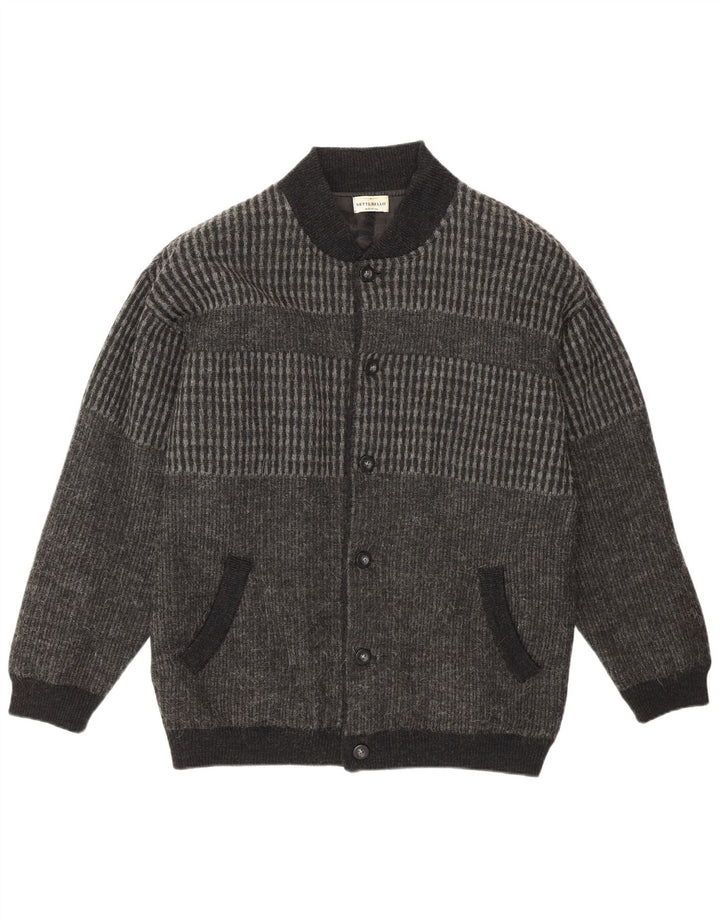 Settebello Herren-Strickjacke, Mittelgrau, geometrisch, Acryl, Retro