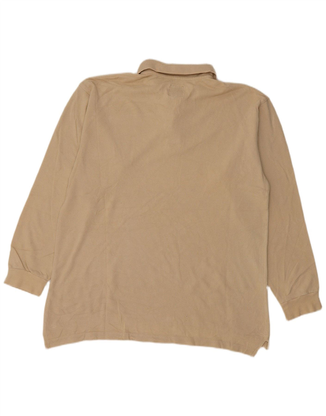 Think Pink Herren-Langarm-Poloshirt, Größe S, Beige, Baumwolle
