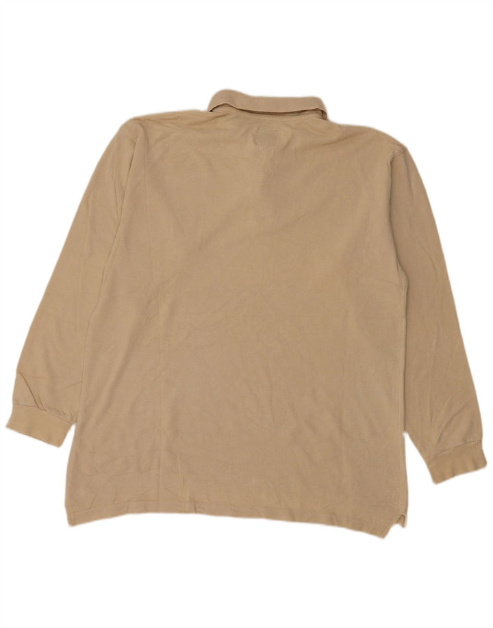 Think Pink Herren-Langarm-Poloshirt, Größe S, Beige, Baumwolle