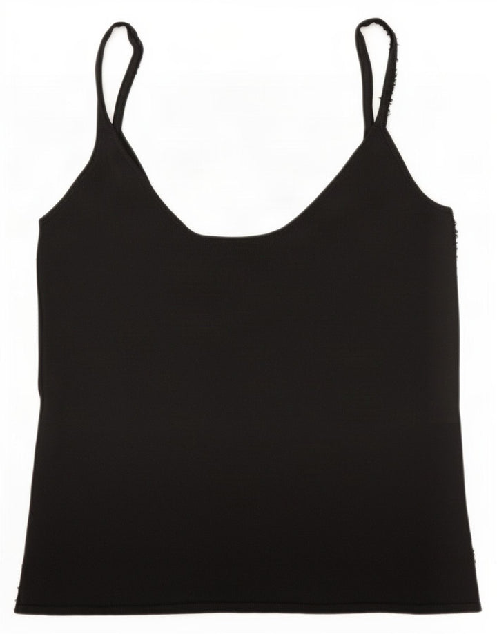 Zara Damen Cami Top UK 14 Large Schwarz Rayon