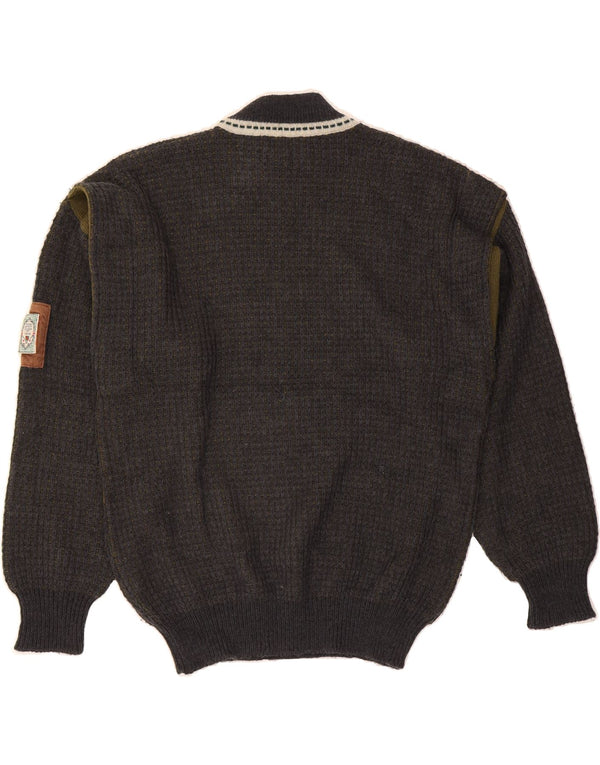 VINTAGE Herren Rollkragenpullover Pullover IT 50 Medium Navy Blue Colourblock