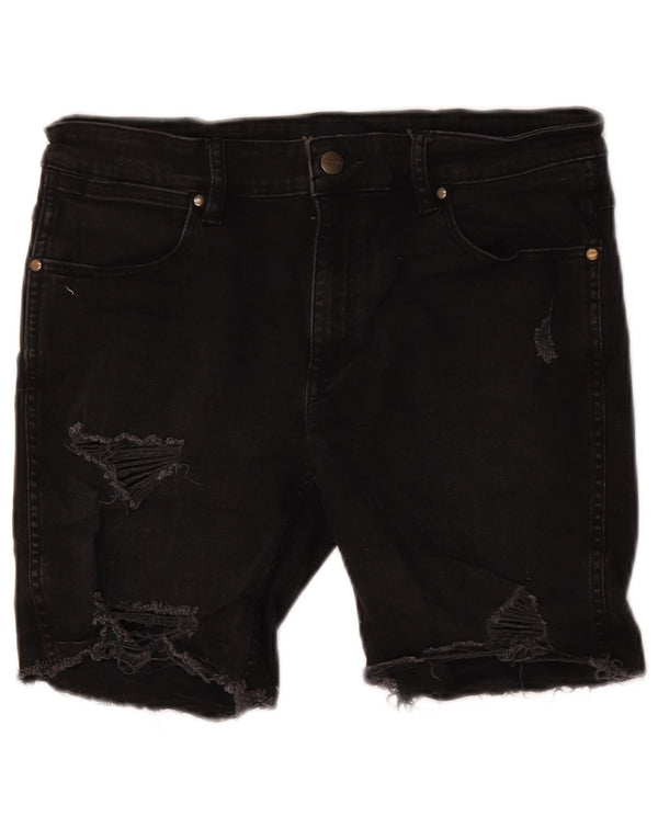 Wrangler Damen Distressed Denim Shorts W32 Large Schwarz