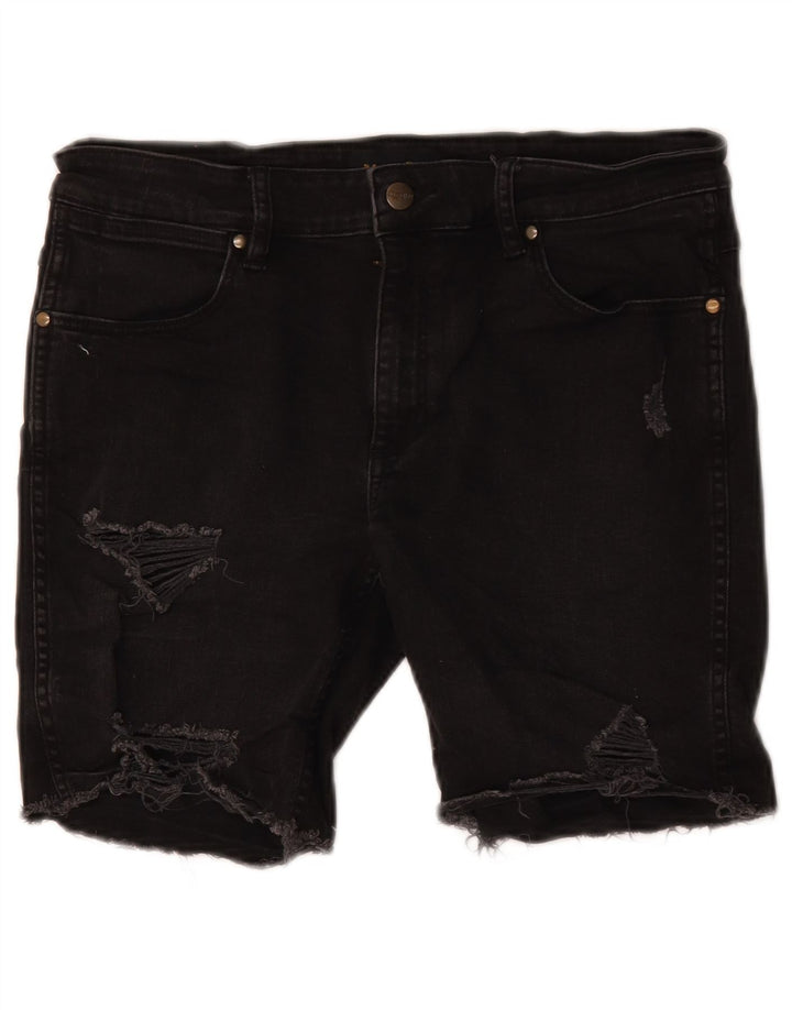 Wrangler Damen Distressed Denim Shorts W32 Large Schwarz