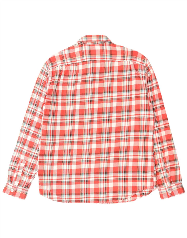 J. CREW Herren-Flanellhemd, groß, rot kariert, Baumwolle