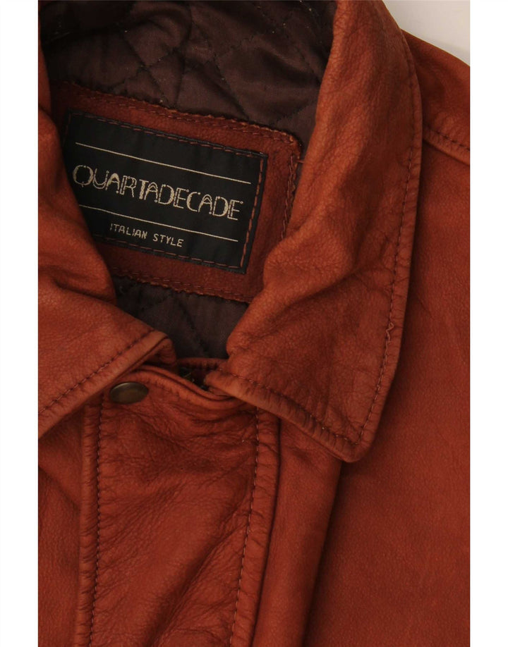 Quartadecade Herren Ledermantel UK 38 Mittelbraun