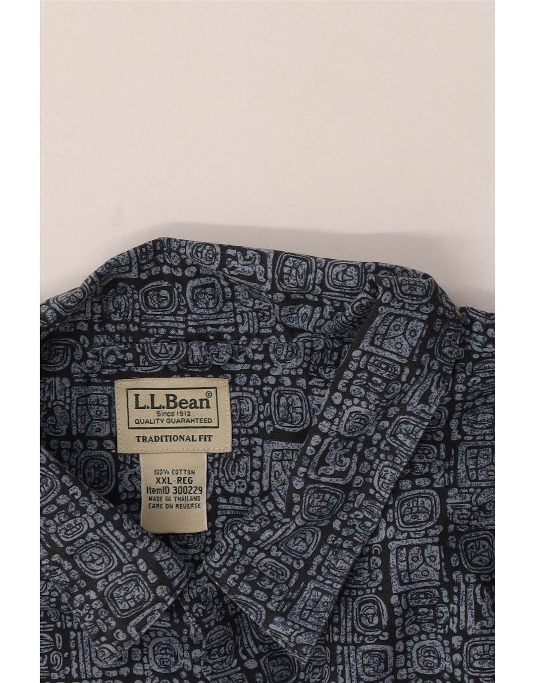L.L.Bean Herren-Kurzarmhemd mit traditioneller Passform, 2XL, blau, geometrisch