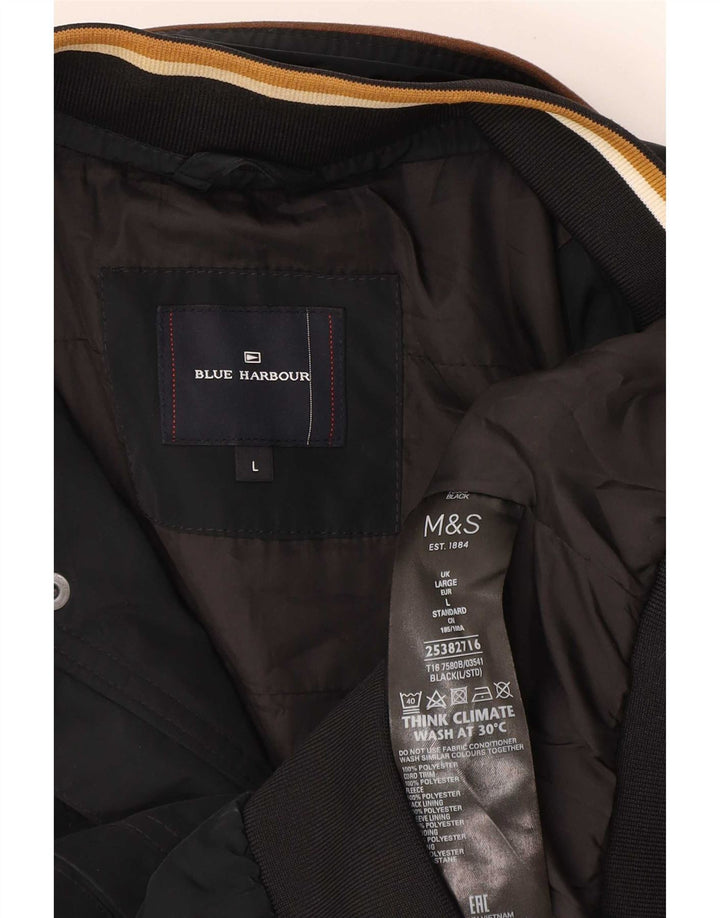 Marks & Spencer Herren Blue Harbor Bomberjacke UK 40 Large Schwarz Polyester