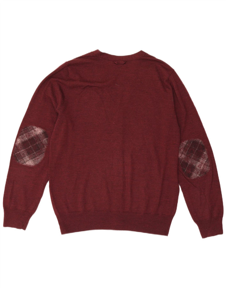 Fred Perry Herren-Cardigan-Pullover aus mittlerer burgunderroter Wolle