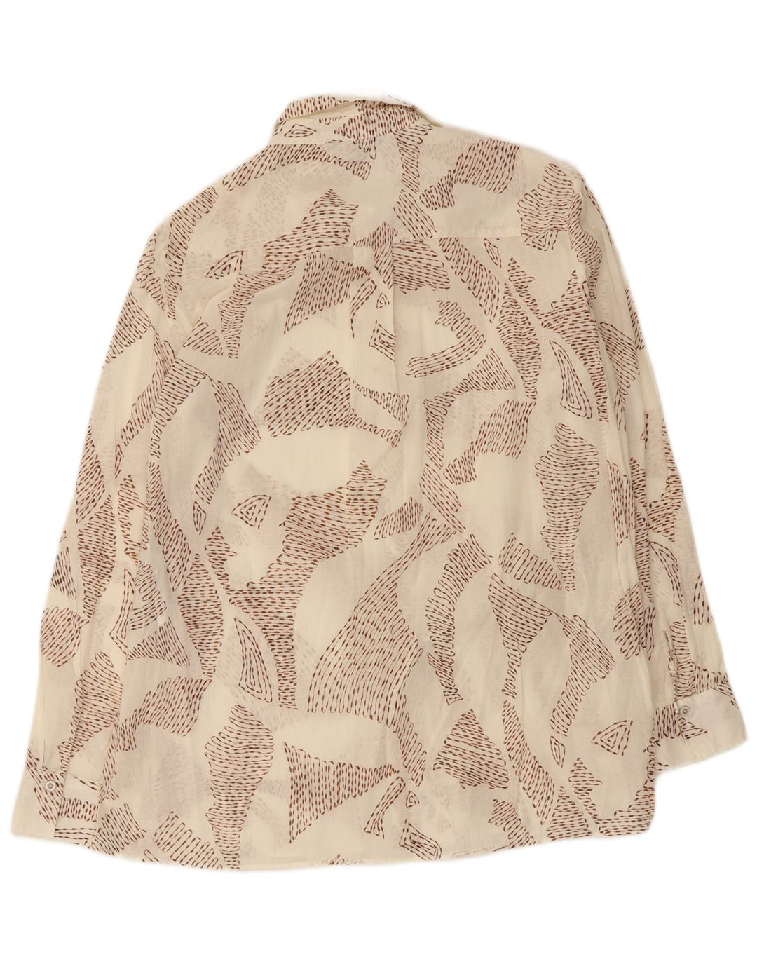Massimo Dutti Damen-Hemd mit abstraktem Muster, EU 38, kleine weiße Baumwolle