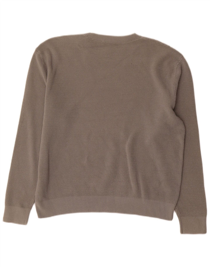 Cos Herren-Pullover mit Rundhalsausschnitt, groß, graue Baumwolle