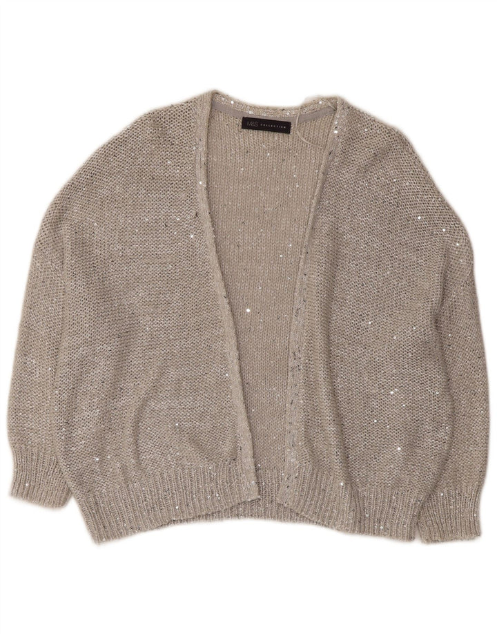 MARKS & SPENCER Offener Damen-Cardigan mit 3/4-Ärmeln, Gr. 14, Grau