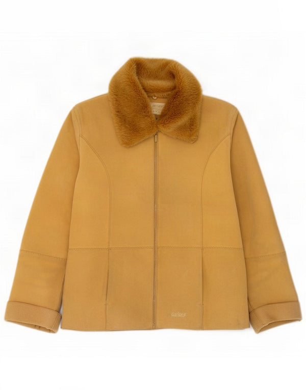 Oxford Blue Damen Kunstlederjacke UK 14 Large Yellow Colourblock