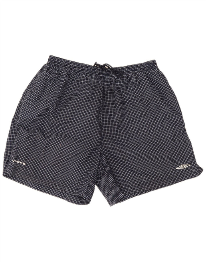 Umbro Herren Sportshorts 2XL Marineblau kariertes Nylon