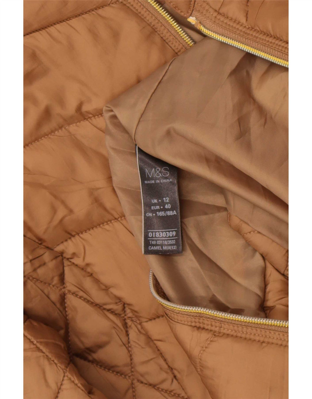 Marks & Spencer Damen Wattierte Jacke UK 12 Medium Beige Polyester