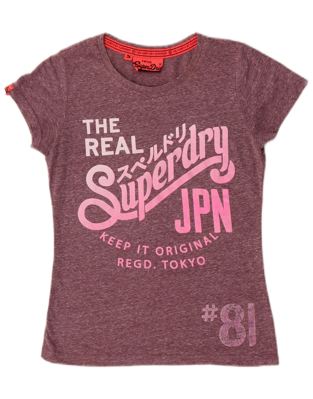 Superdry Damen Grafik-T-Shirt-Oberteil UK 10 Small Lila Polyester