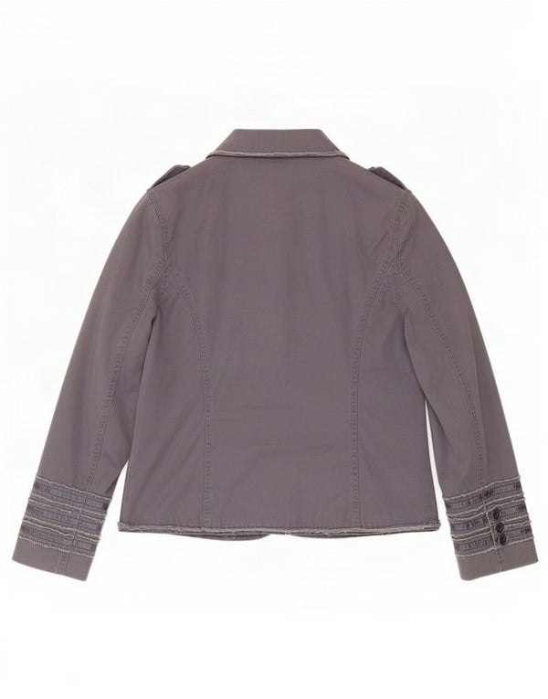 Ben Sherman Damen-Militär-Blazer mit 2 Knöpfen, Gr. 14, Größe L, Grau, Baumwolle