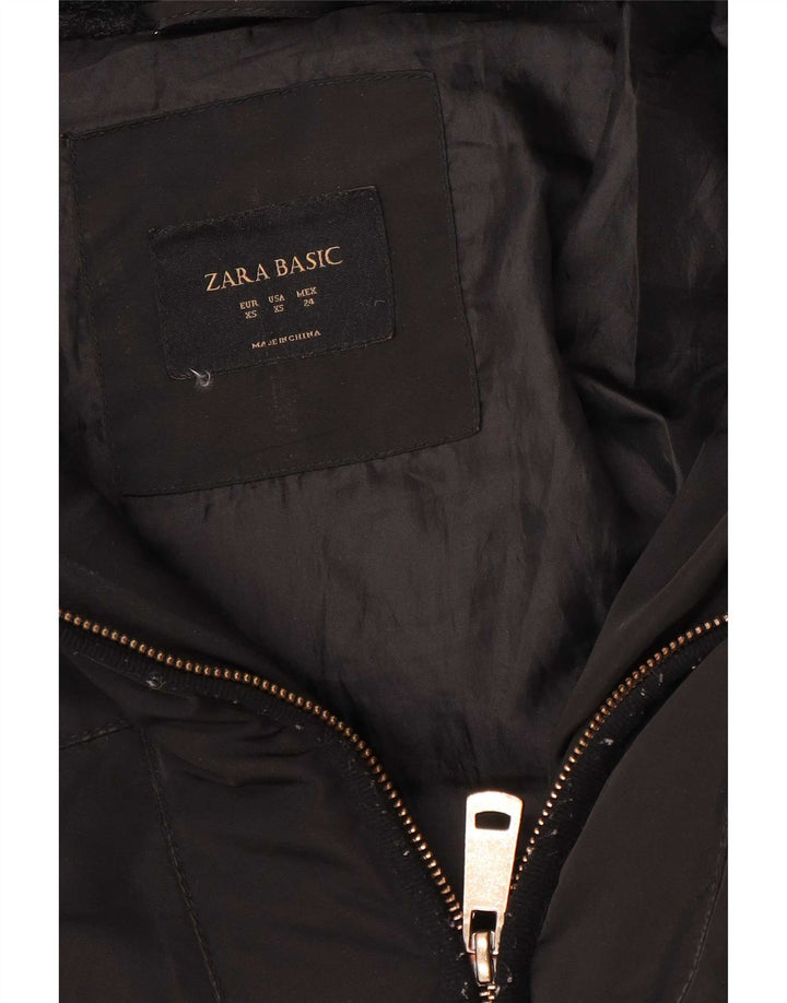 Zara Damen Kapuzenmantel, gepolstert, Gr. 6, XS, Schwarz