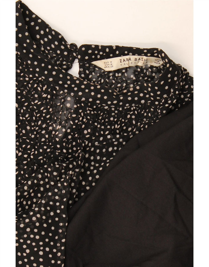 Zara Damen-Stufenkleid UK 14 Mittelschwarz gepunktet