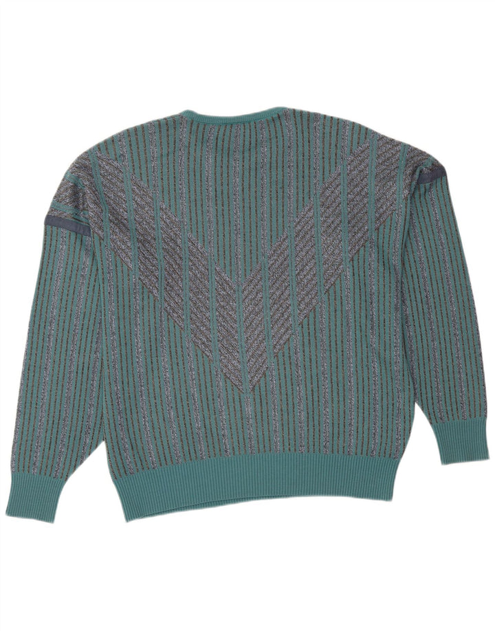 PIERRE SANGAN Herren-Pullover mit Rundhalsausschnitt, groß, blau gestreift, Acryl