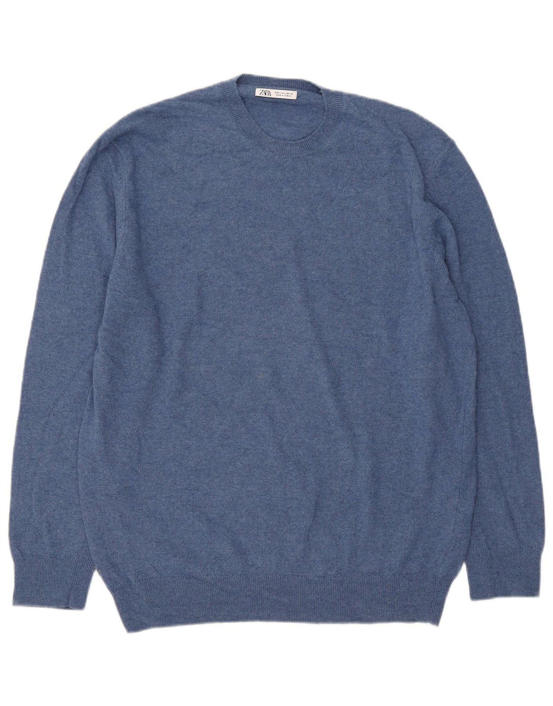 Zara Herren-Pullover mit Rundhalsausschnitt, groß, blau, Polyamid