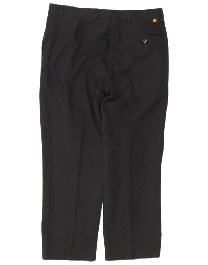 FARAH Gerade Herren-Anzughose W36 L28 Schwarzes Polyester