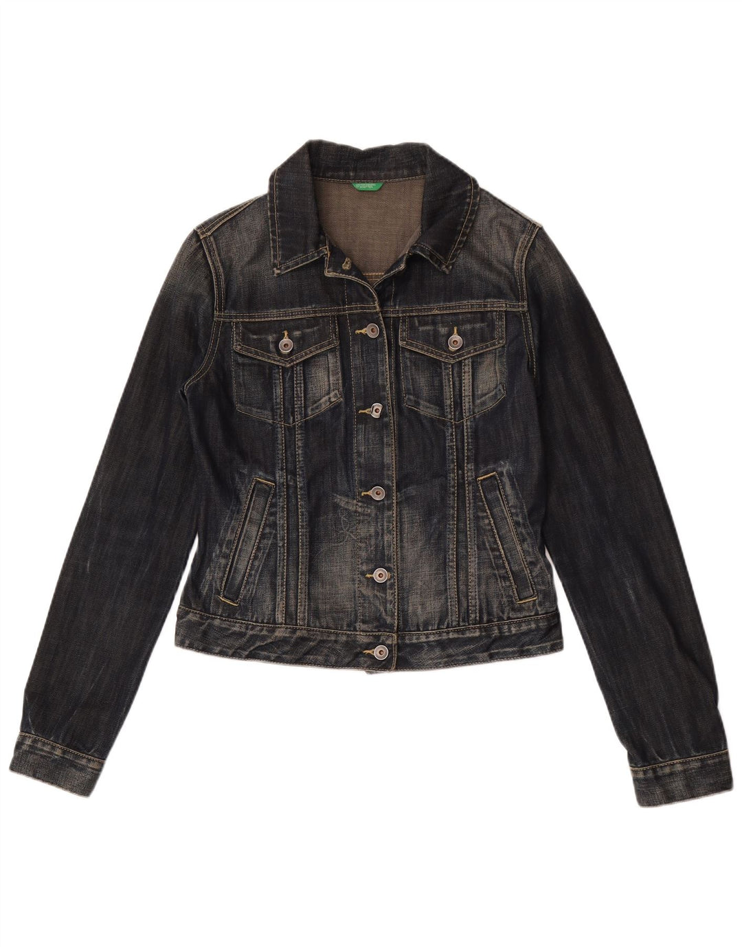 Benetton Damen Jeansjacke UK 12 Medium Navy Blue