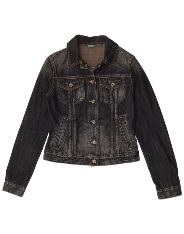 Benetton Womens Denim Jacket UK 12 Medium Navy Blue