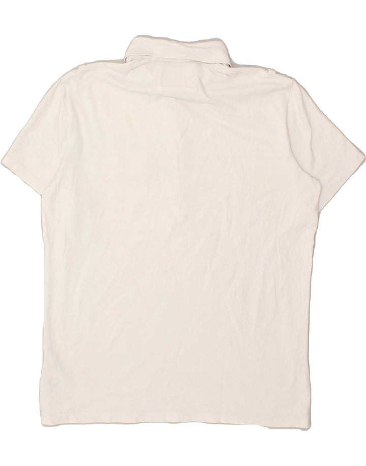GUESS Mens Slim Polo Shirt XL White Cotton Vintage Guess and Second-Hand Guess from Messina Hembry 